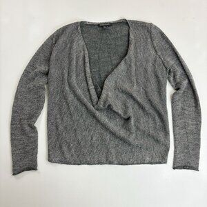 EILEEN FISHER Alpaca Merino Wool Drape Front Sweater Small Heather Gray